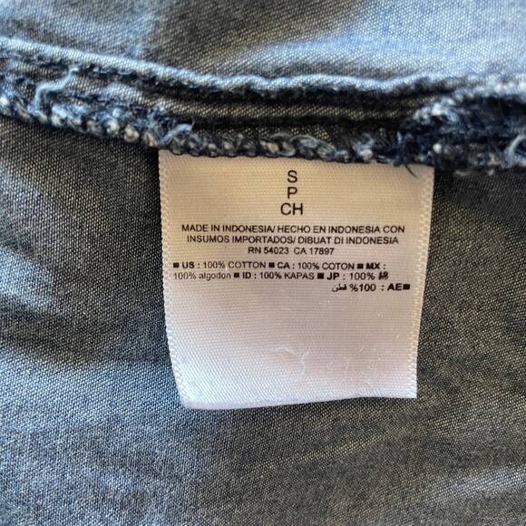 Old Navy Blue Soft Denim Jeans Button Down High Low Hem Dress w Collar - S - Picture 8 of 8